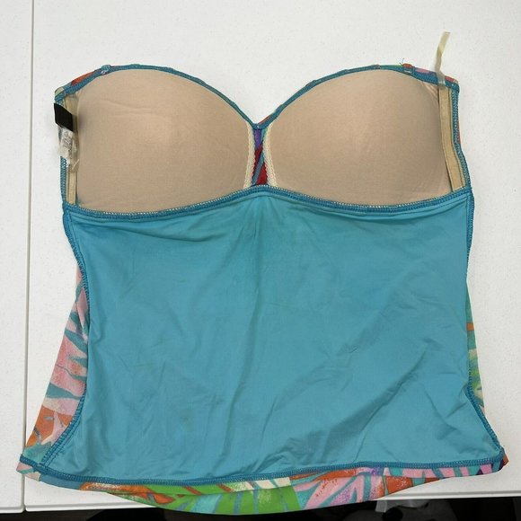 LA BLANCA Women’s Size 12 Multi Rainbow Palm Bandeau Tankini Top NO STRAP - Picture 6 of 12